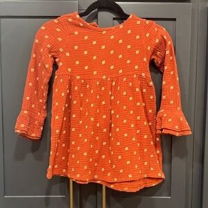 Orange Kids Top with Square Pattern
